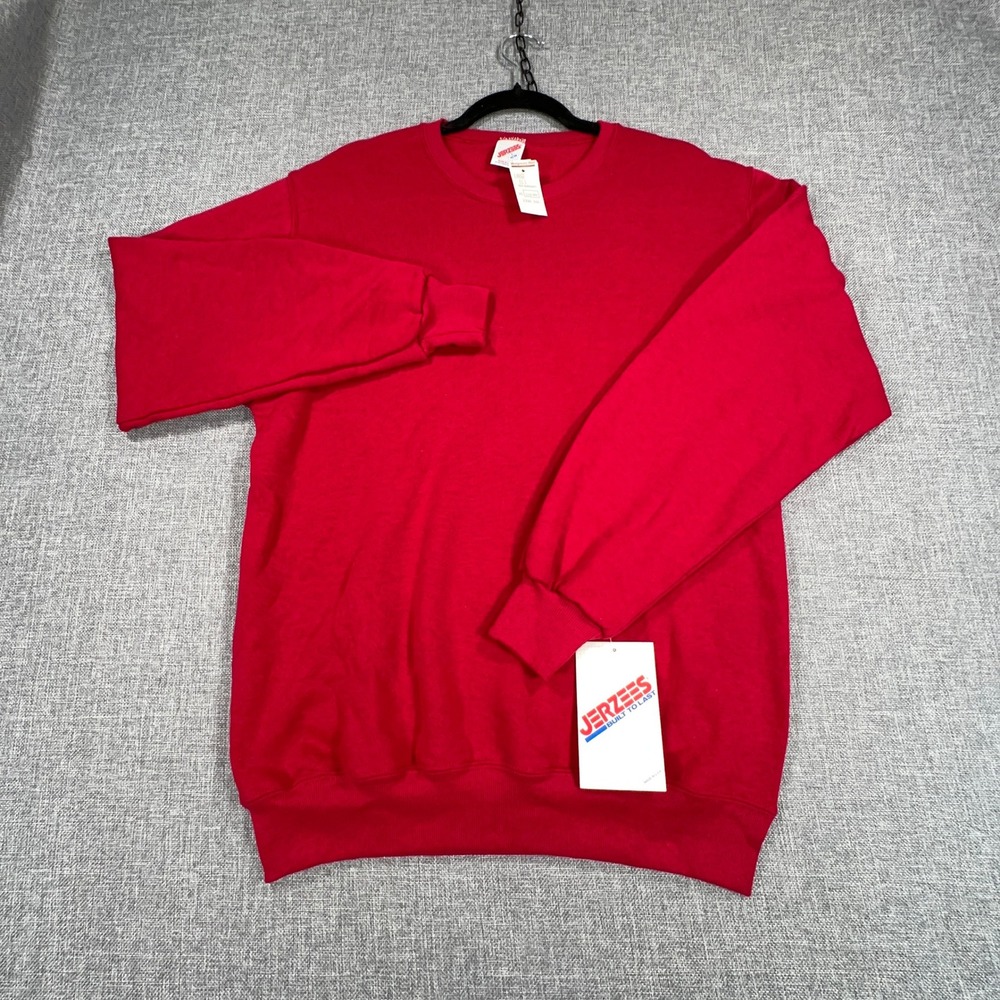 Vintage Jerzees Sweatshirt Mens L Burgundy Red Made in USA 80s 90s Deadstock NEW